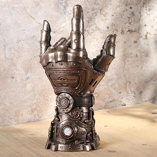 Miniatura 4 de Veronese Design Escultura de resina Steampunk Guantelete de amor de 9 12 pulgadas, acabado de bronce fundido en frío