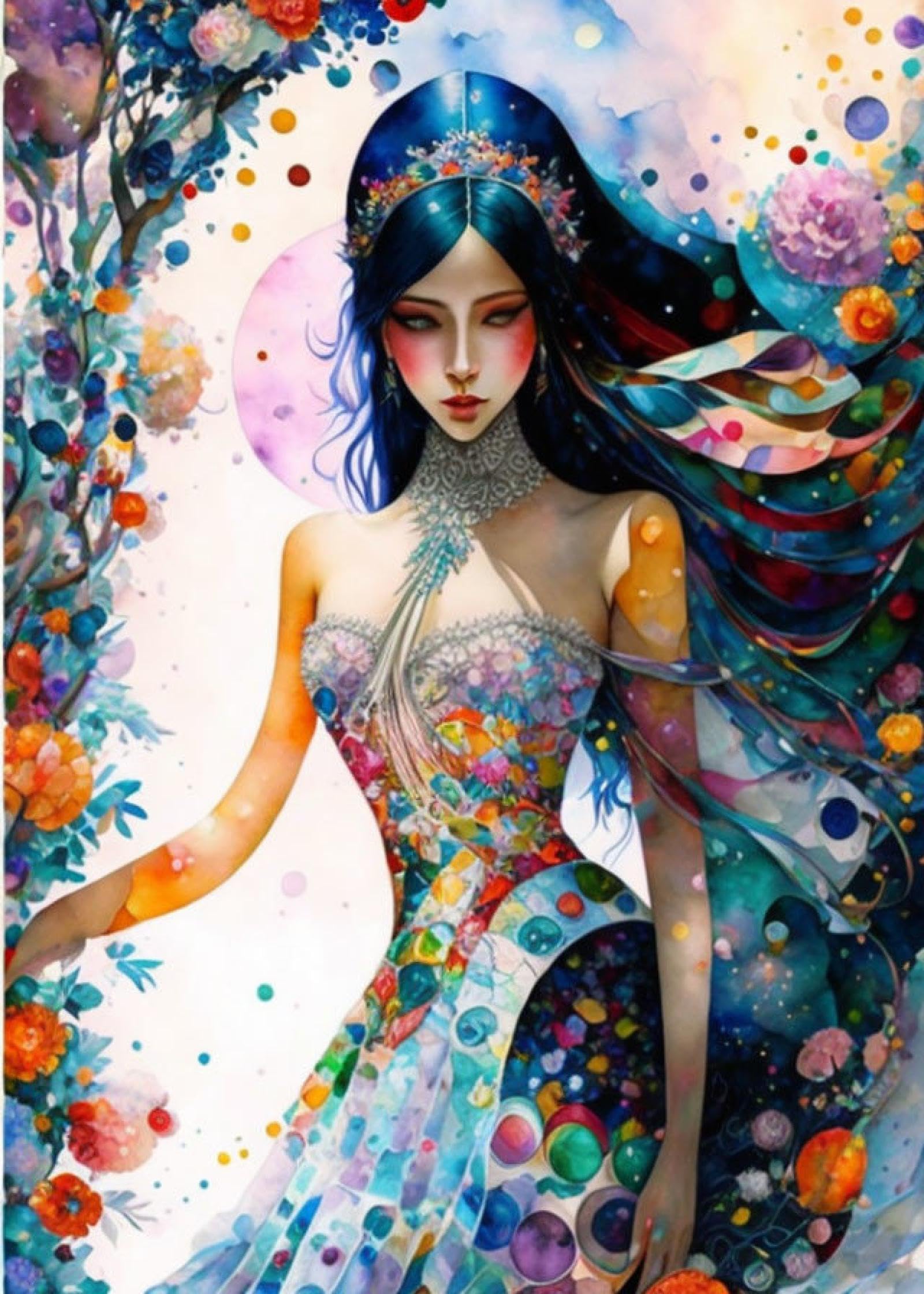 Poster aquarelle patchwork SERENDIPITP 58x90 cm pour décoration murale - 4