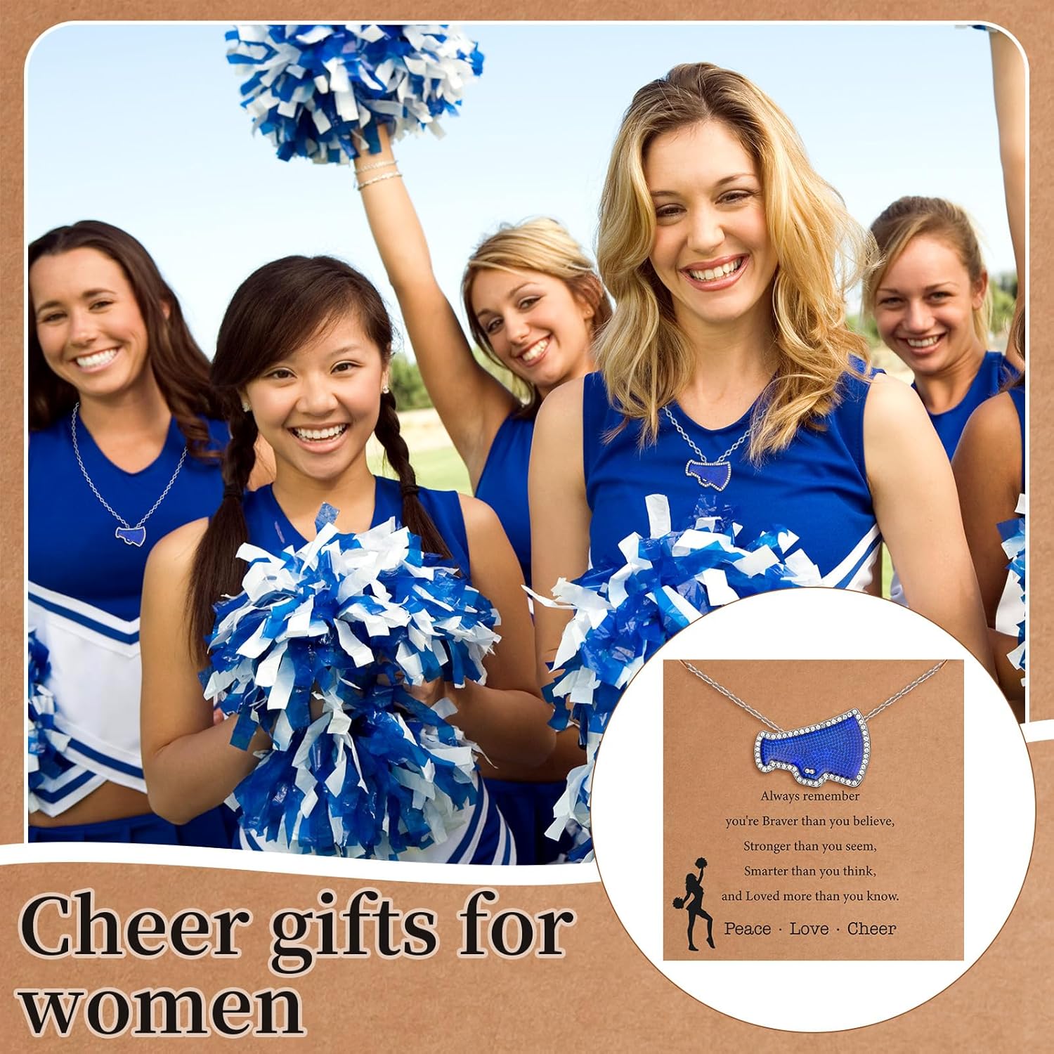 Landical 12 Sets Cheer Necklace Team Gifts for Women, Cheer Pendant Jewelry Cheerleading Necklace with Inspirational Card and OPP Bags for Cheerleading Team Gifts Stuffs Party Favors Charm - Image 5