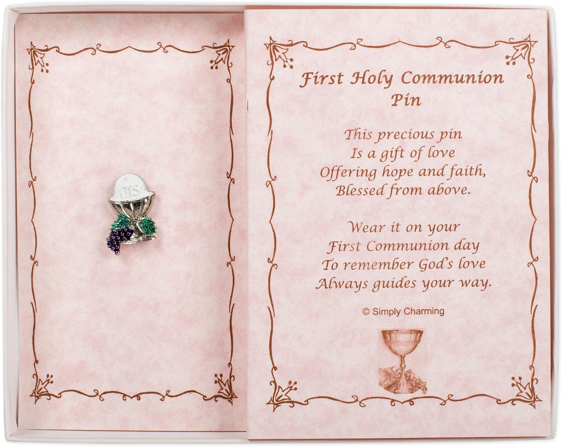 First Communion Pin with Silver Chalice in Gift Box