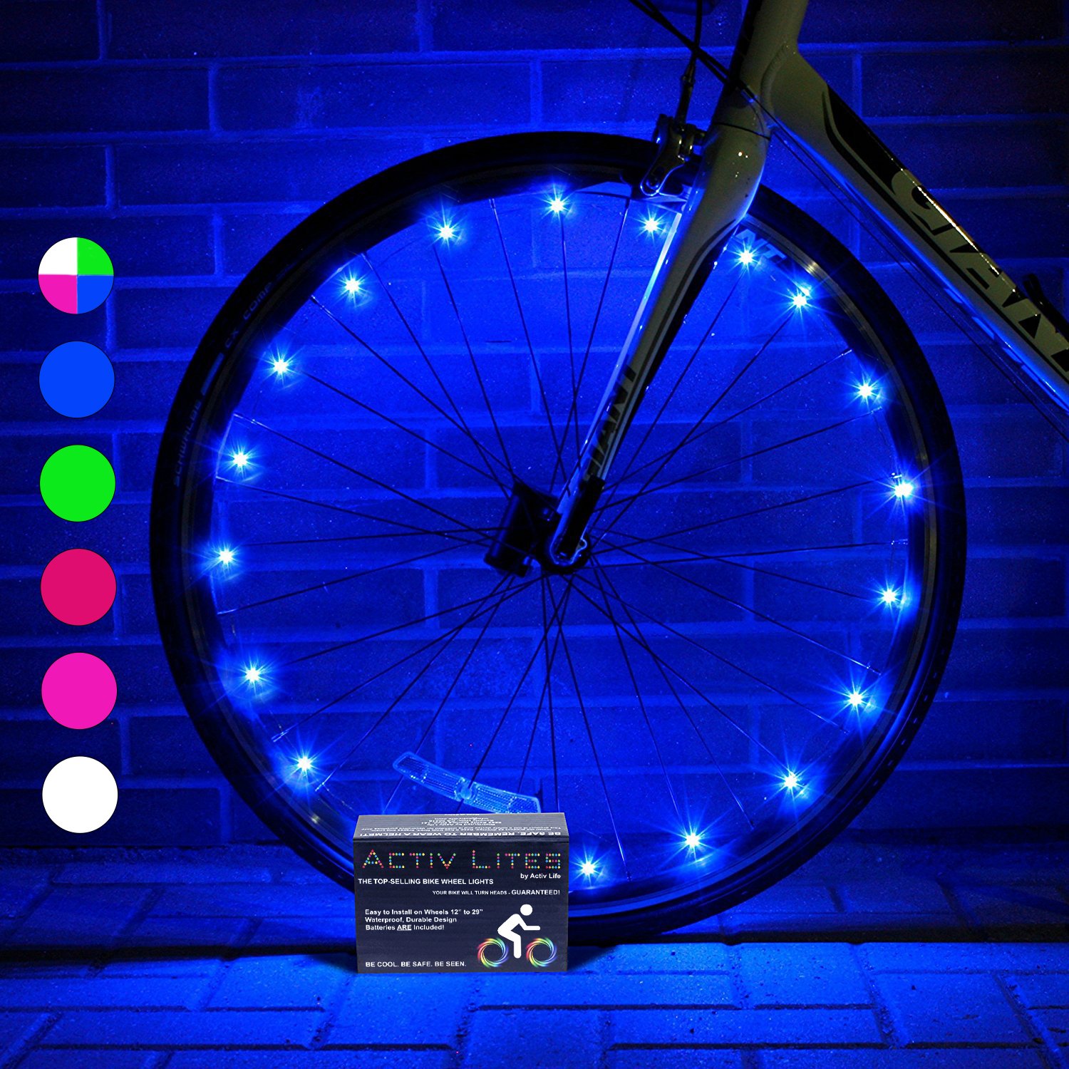 Activ Life LED Bike Wheel Lights with Batteries Included! Get 100% Brighter and Visible from All Angles for Ultimate Safety & Style (1 Tire Pack)
