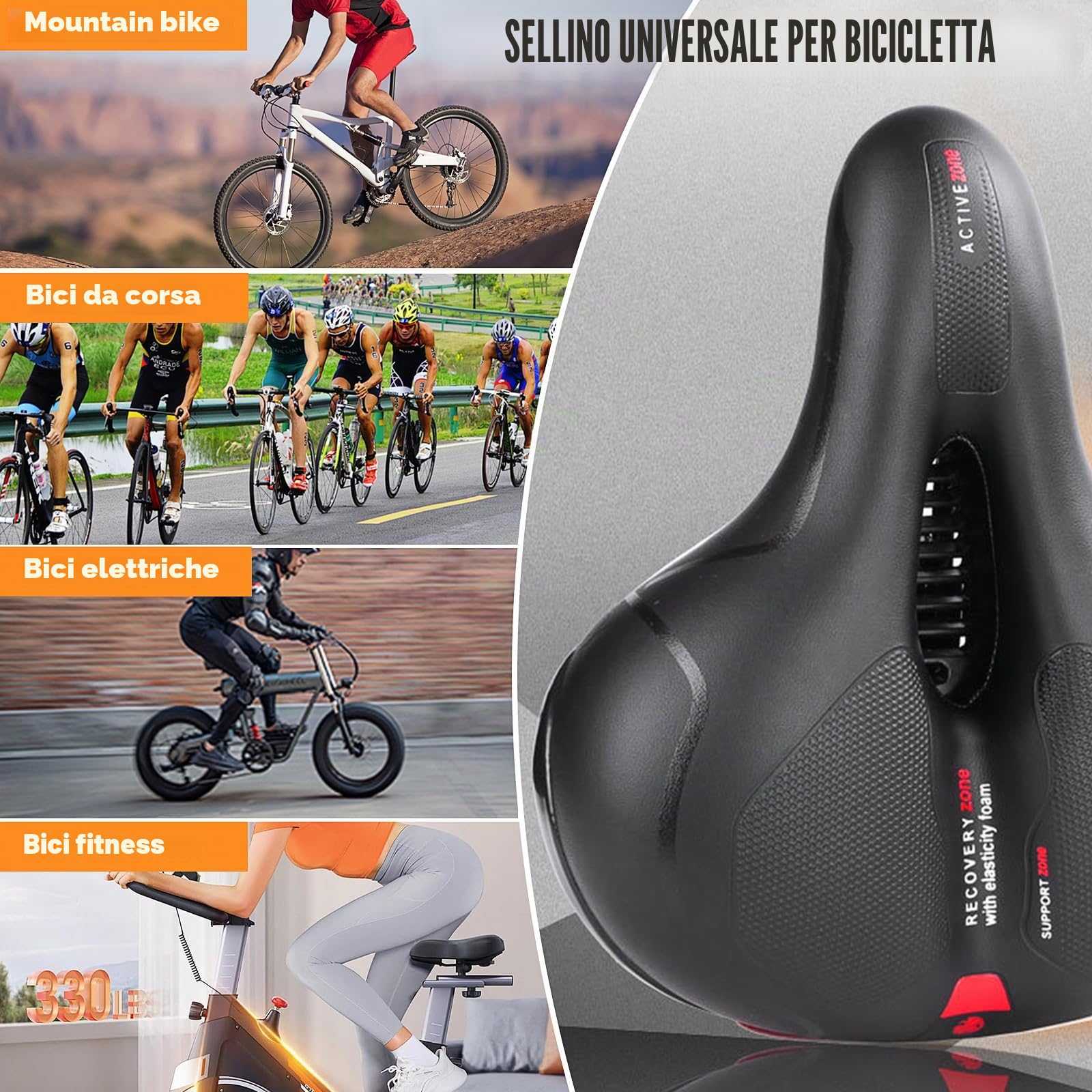 Sella Bici Comoda, Sellino Bici Morbido Sella per Bicicletta da Uomo e da Donna Sella Bici con Sfera Ammortizzatore a Doppia Molla, per Biciclette da Strada, City Bike