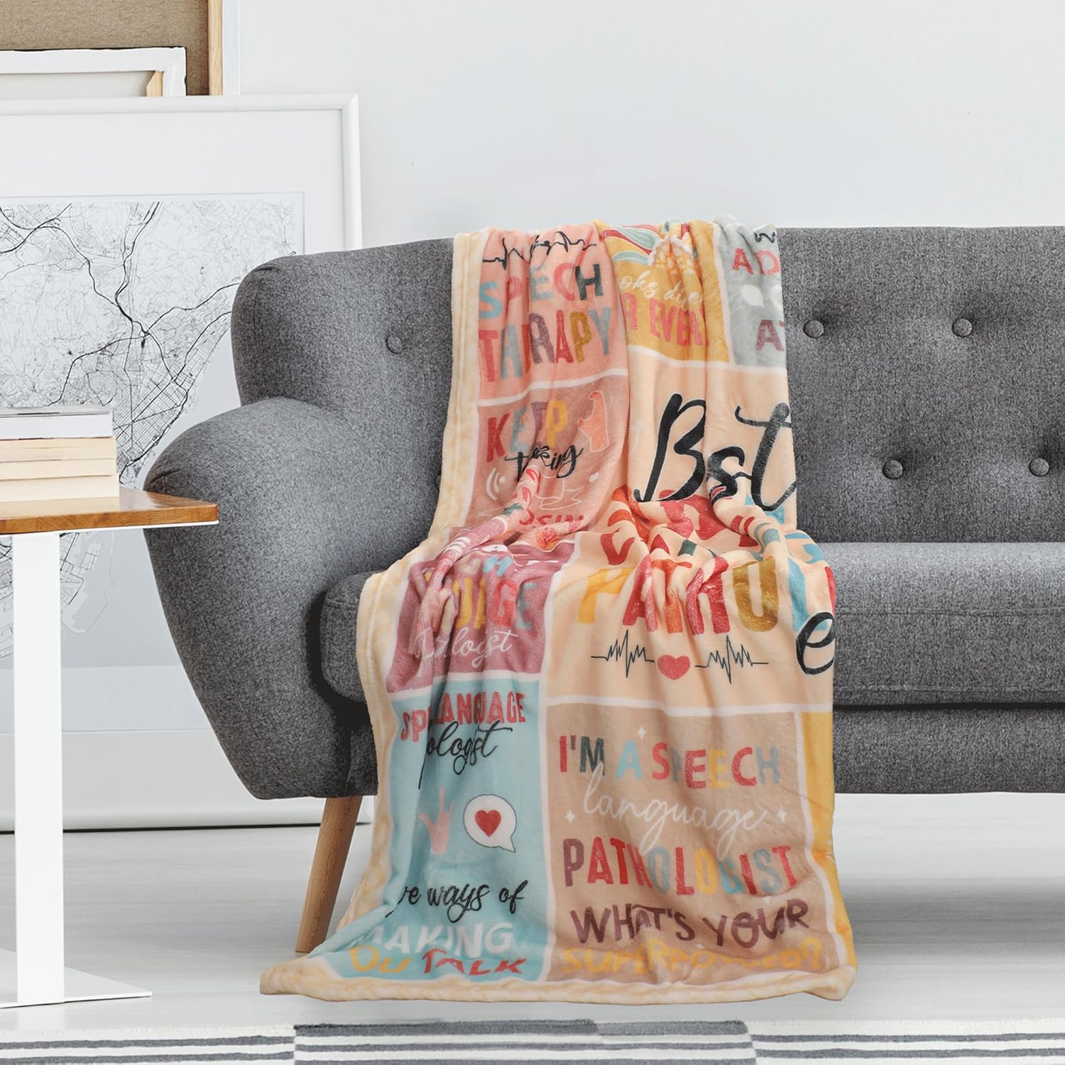 Speech Therapist Gifts for Women, Inspirational Quotes SLP Throw Blanket, Soft Cozy Fuzzy Flannel Blanket for Speech Language Pathologist (50" x 60") - Image 5