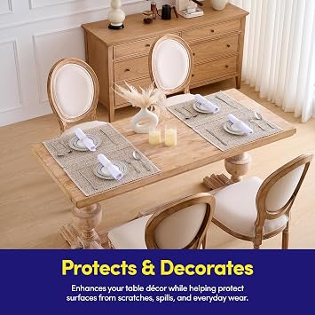 Sweet Home Collection 100% Cotton Placemats for Dining Room Rectangle Two Tone Woven Fabric 13 x 19 Soft Durable Table Mat Set, Set of 6, Eggshell