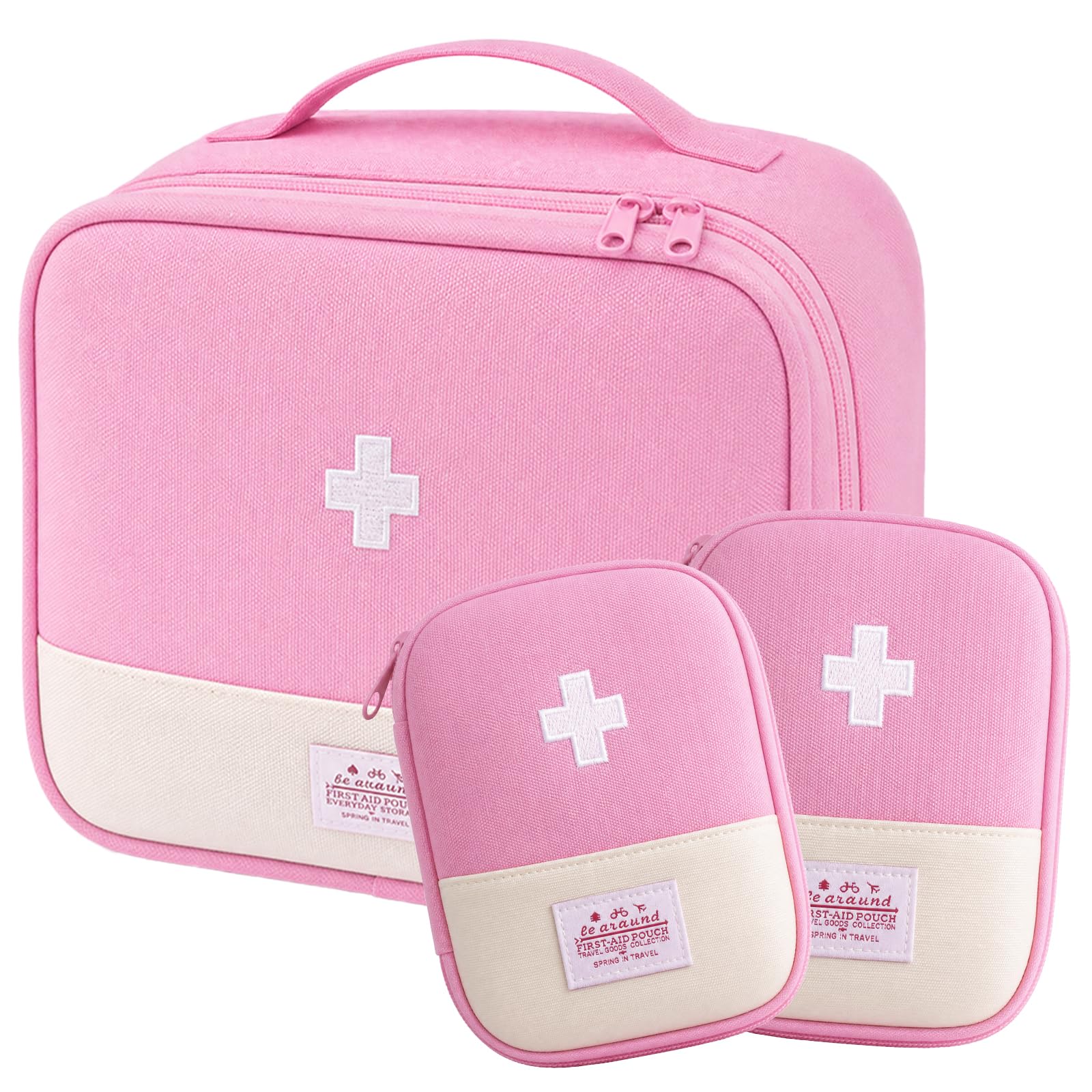 TQIOQIY Empty First Aid Bag 3-Piece Set, Medical Bag Empty Medicine Storage Organizer, Portable Travel First Aid Kit Bag for Outdoor Camping Hiking Emergency Waterproof Medical Supply Bag