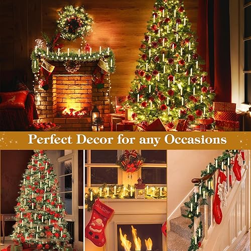Miniatura 6 de 20 velas LED para árbol de Navidad, velas parpadeantes sin llama con temporizador remoto y 4 modos, luces de vela para árbol de Navidad, bodas,
