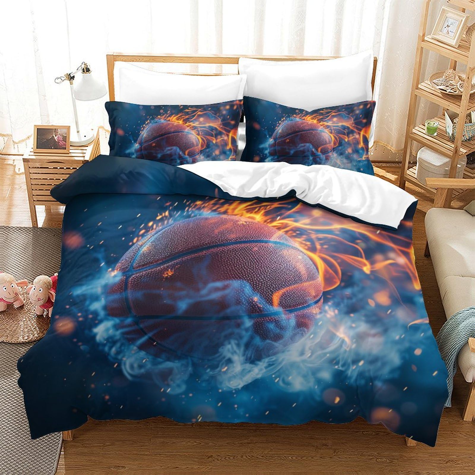 Housse de couette basketball imprimé 3D parure de lit microfibre 200x200