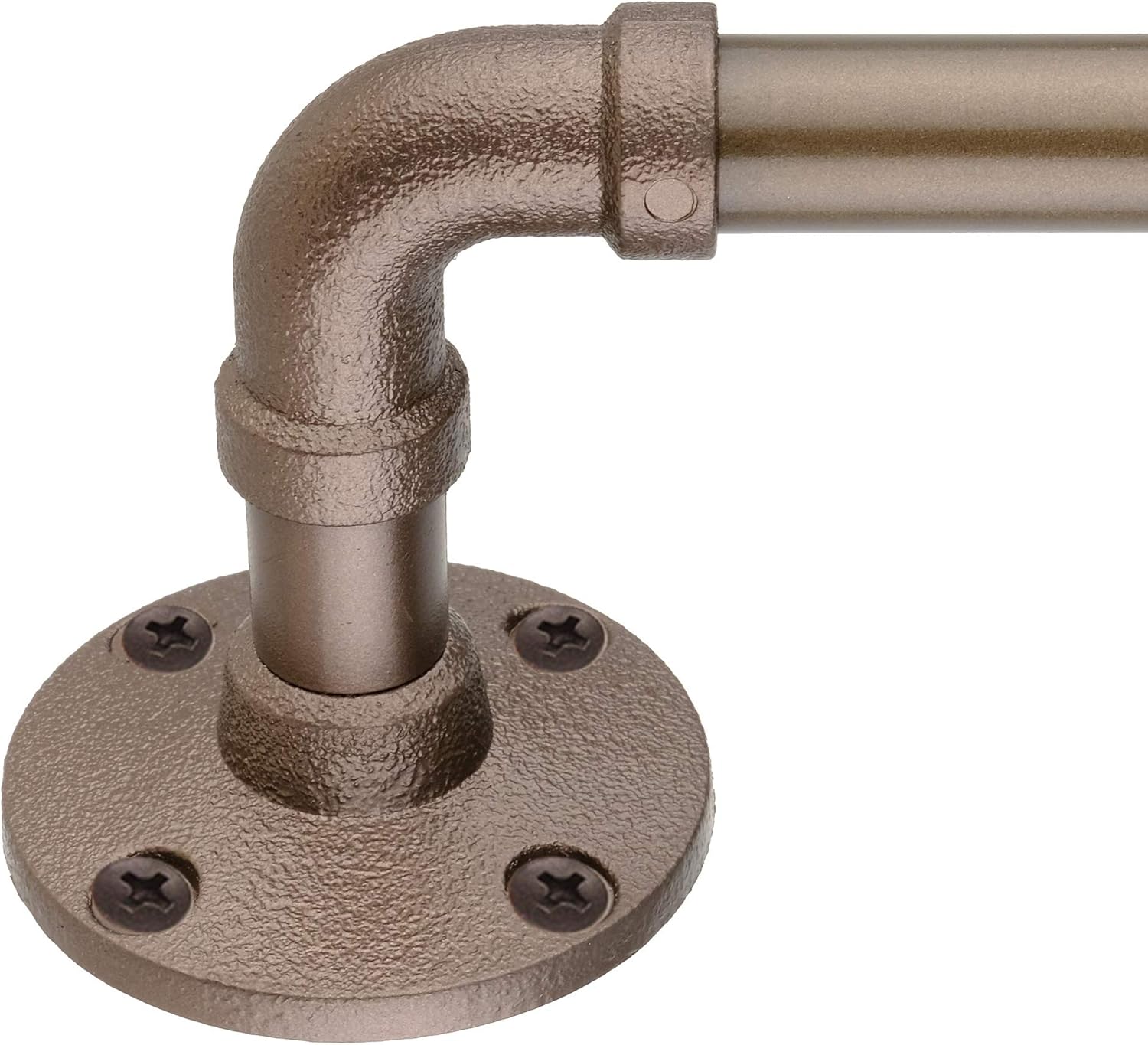 Decopolitan 5/8" Pipe Wrap Around Curtain Rod Set, 48 to 86 Inches, Dark Bronze