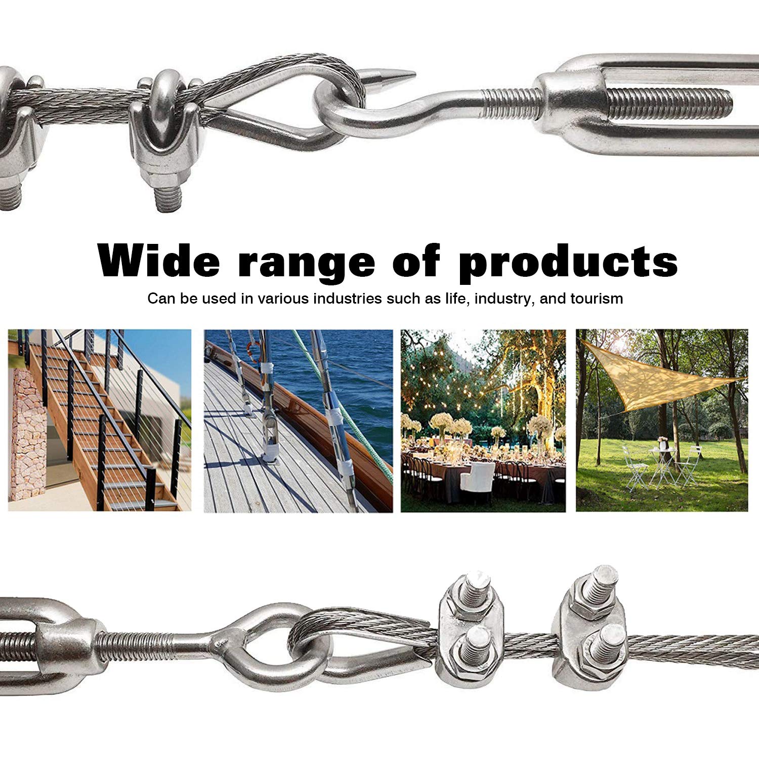 Tensores De Gancho Y Ojo M8 - Pack De 2 Piezas En Acero Inoxidable 304 (Resistente A La Corrosión)