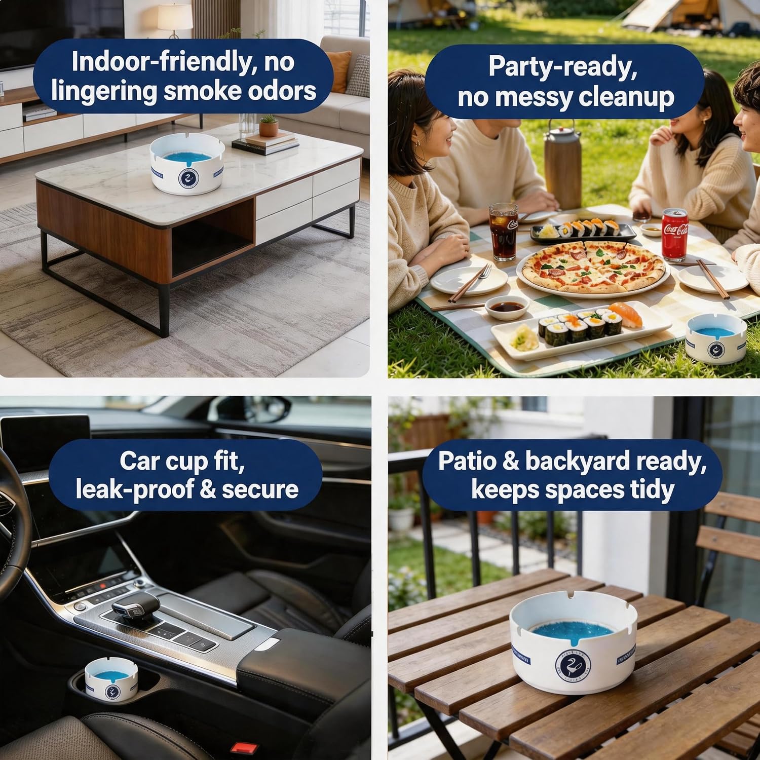 Disposable Ashtrays for Cigarettes 25 Pack, Portable Outdoor Car Ashtray for Party & Gathering, Water Activated Gel, Odor Control Mess-Free Ash Tray for Home Office Camping image 4