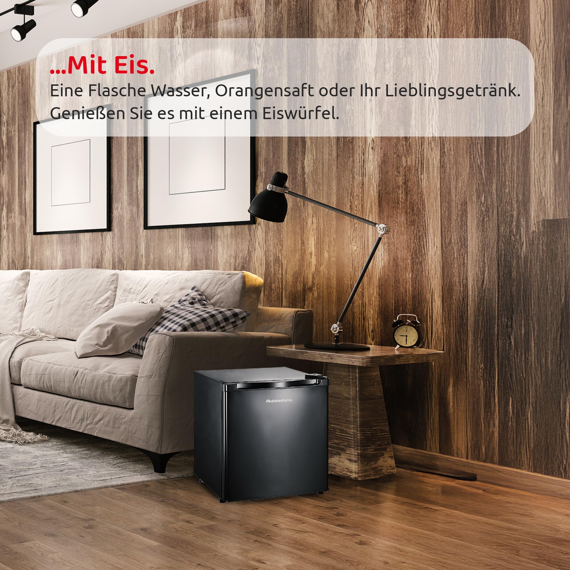 Familie Melchioni | Mini-Kühlschrank mit Kompressor 46L mit mechanischer Steuerung, 6 Temperaturstufen und extra Frischefach, kompakt, leistungsstark und effizient [Energieeffizienzklasse E]