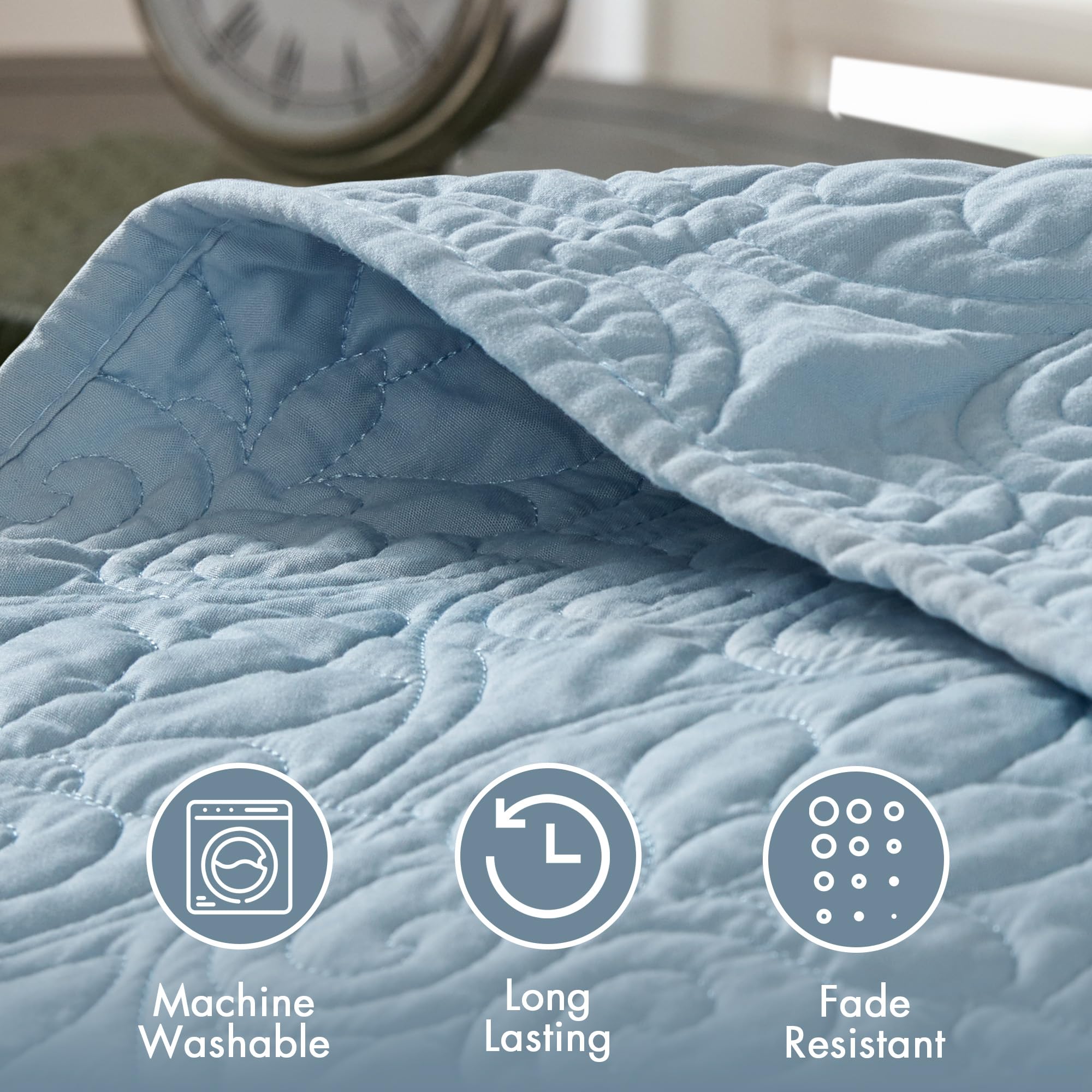 Amazon｜Madison Park ケベックリバーシブルカバーレットセット ブルー