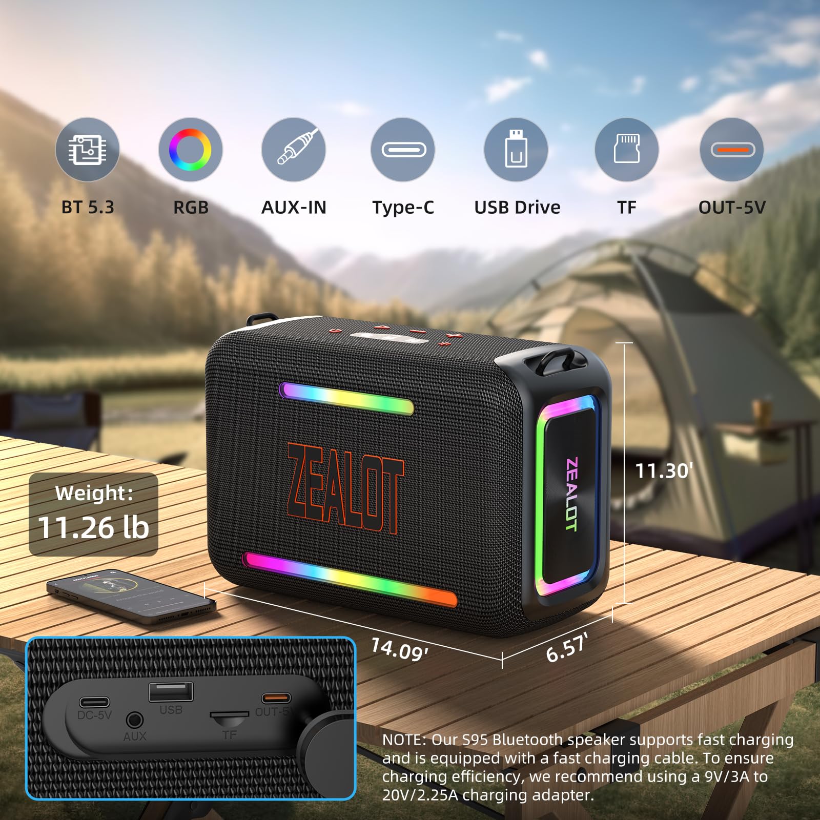 ZEALOT 120W Bluetooth Speaker, Wireless Speakers with Subwoofer