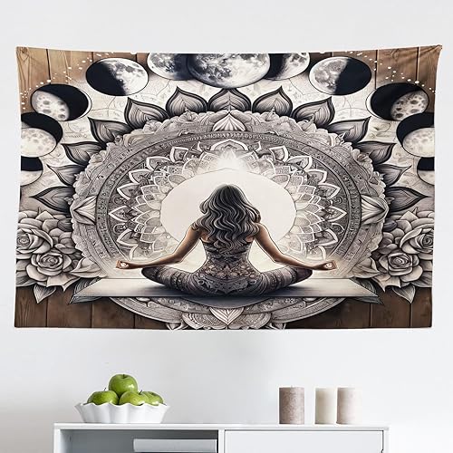 Miniatura 106 de Ambesonne Tapiz indie, estilo moderno de Memphis de los años ochenta, geométrico, abstracto, colorido, diseño de puntos, funky, para colgar en la