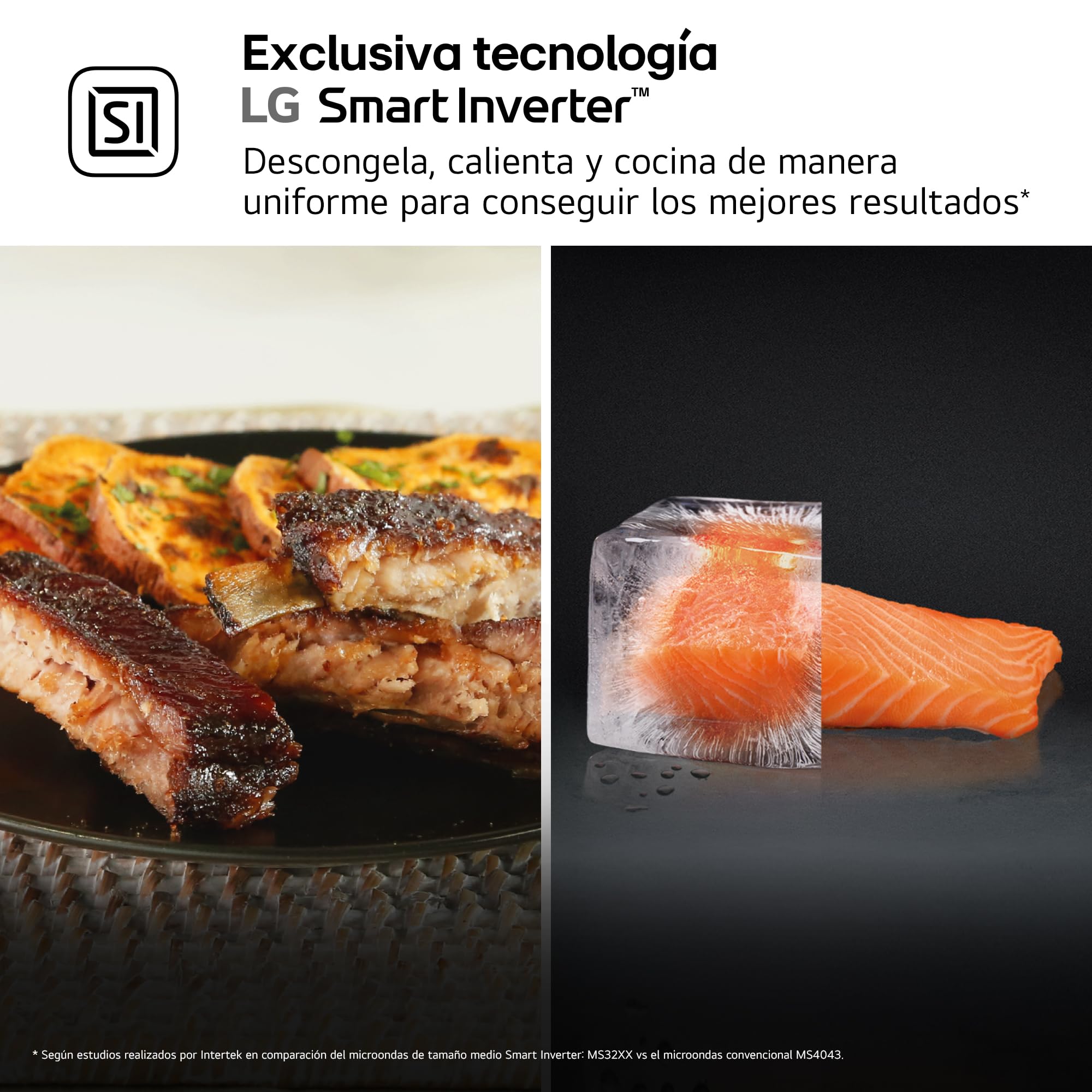 LG MH6535GIB - Microondas con grill, 1000 W, Smart Inverter, Display digital, Color Negro Transparente, 1000 W, 25 l