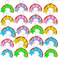 Vista 1 de Paquete de 24 juguetes para ansiedad a granel con forma de arco iris para adultos y niños, suministros de fiesta de cumpleaños y premio de burbujas