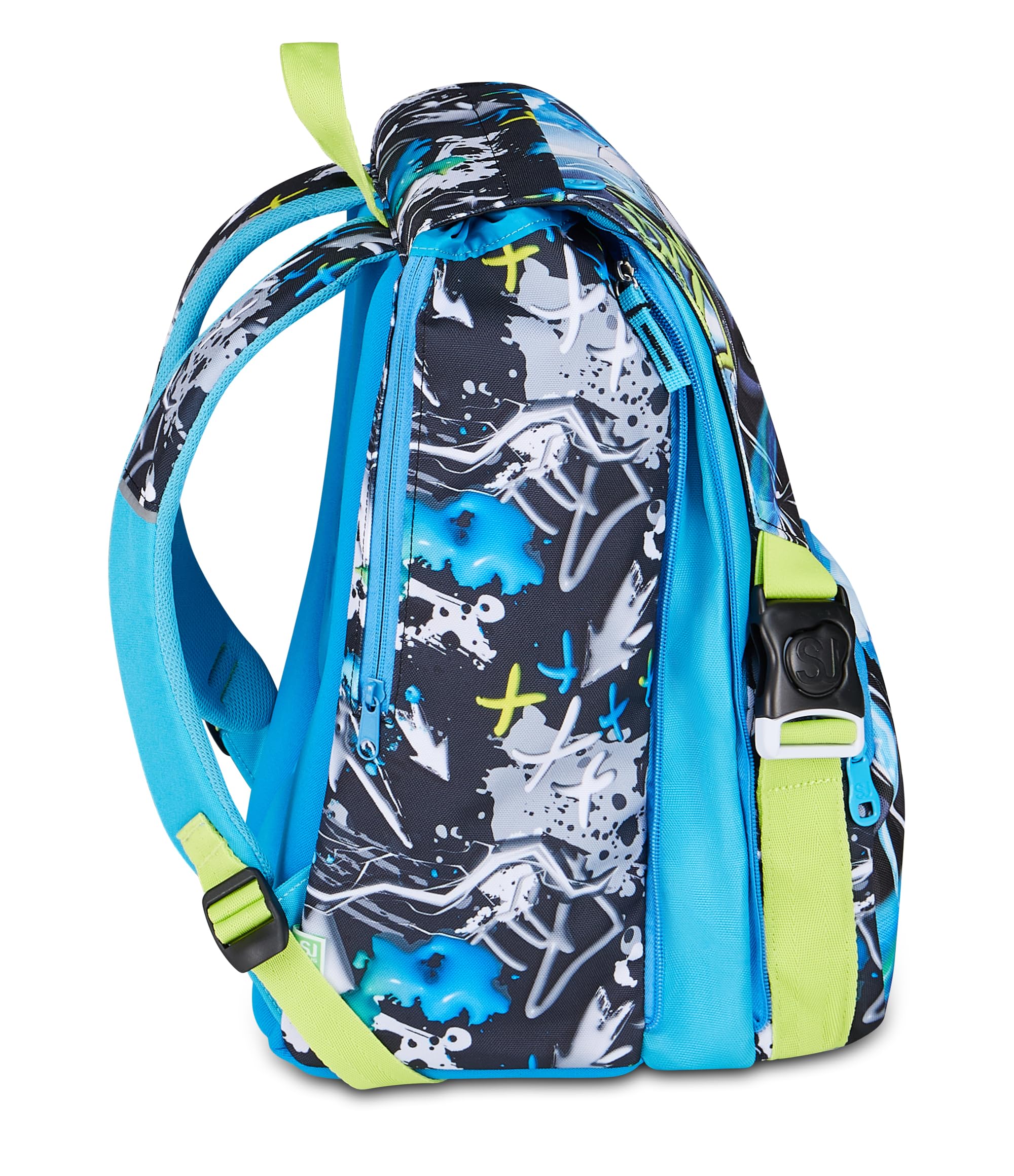 SJ GANG STYLE JAM GANG Zaino Scuola Estensibile Big GLACE PANTHER BOY, Celeste, 24 L, Zip laterali, Maxi ali estraibili lateralmente, Tasca portaborraccia, Scuola elementare e media, Bambino, Ragazzo