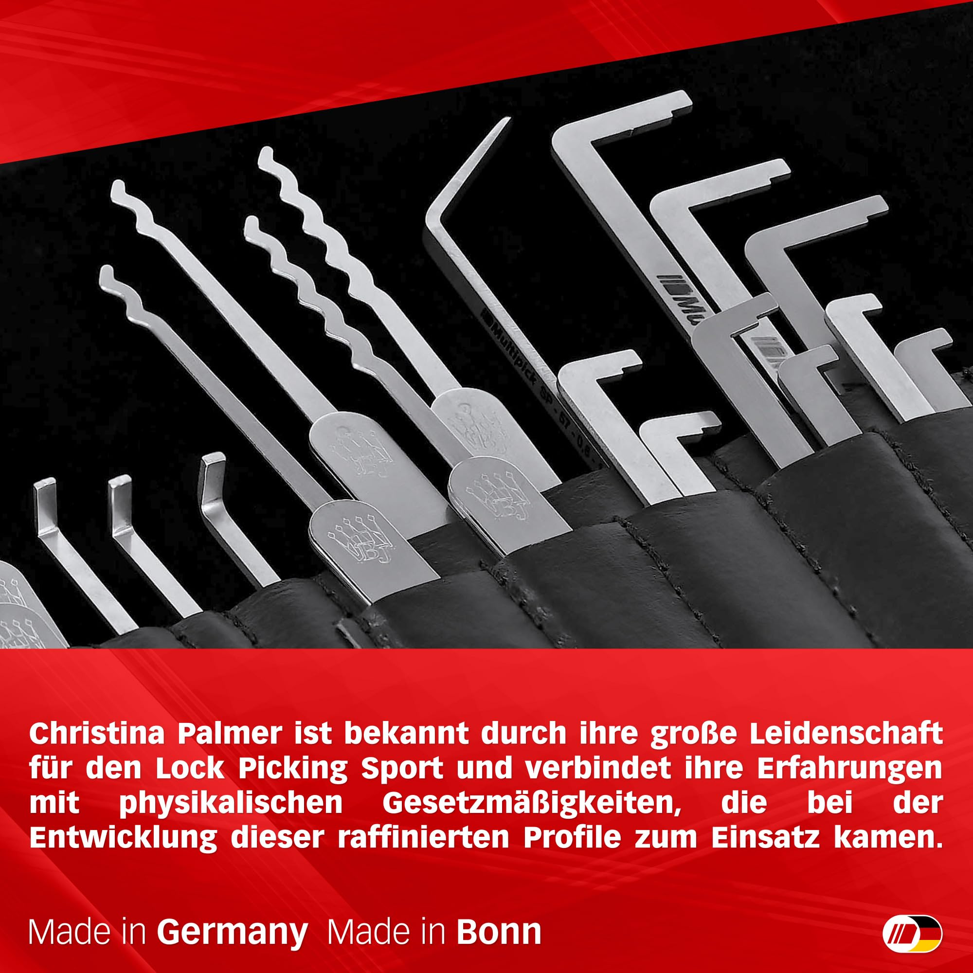 MULTIPICK ELITE 40 Set profesional de ganzúas - [40 Piezas] Made in Germany - Ganzua Lockpicking - Kit cerrajero para abrir puertas - Herramienta - Accesorios cerraduras - Lockpick