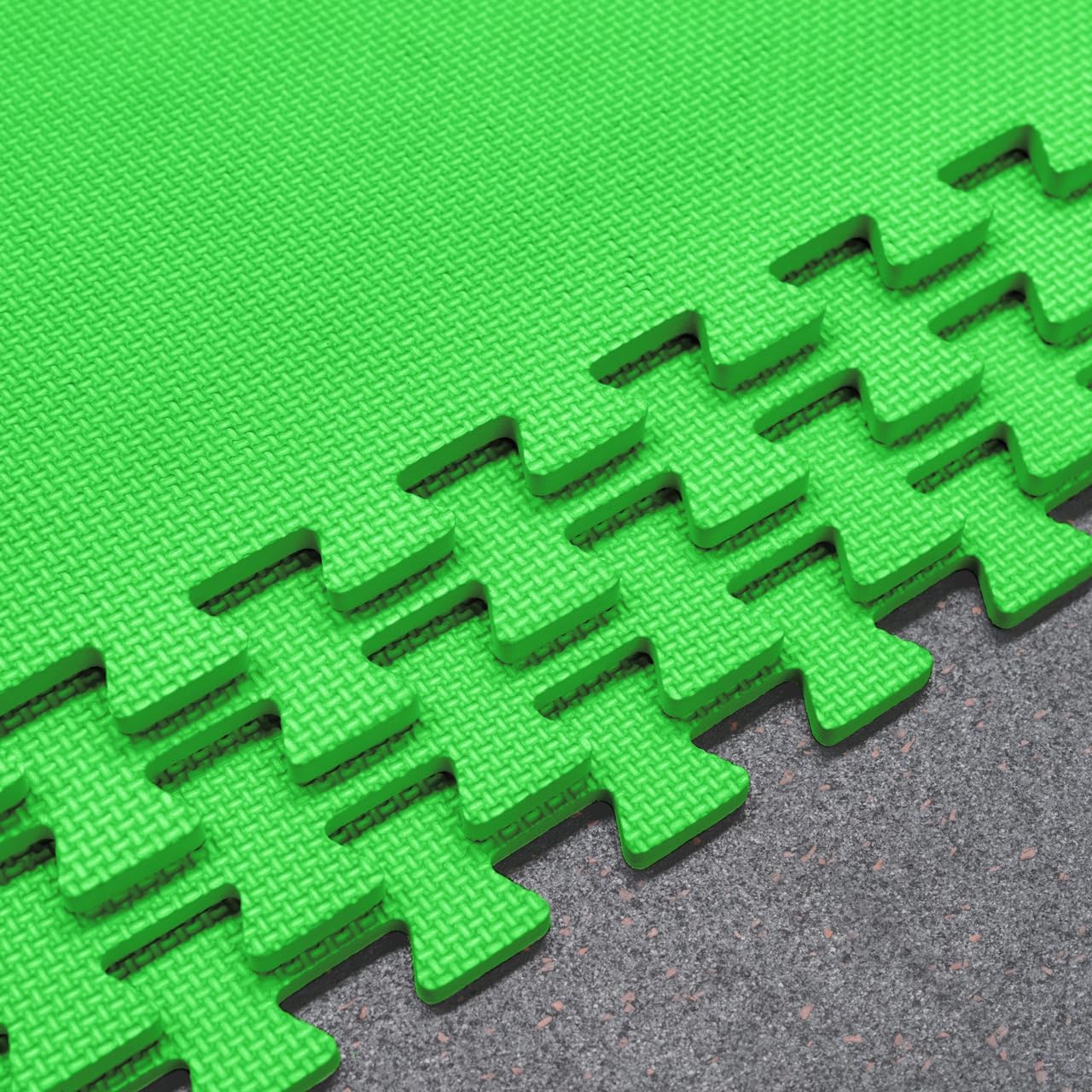 FORZA Interlocking Gym Flooring Tiles [24"x24"] - EVA Foam Mats with Non-Slip Surface – Protective Exercise Floor for Home & Commercial Gyms (Green, Pack of 16)