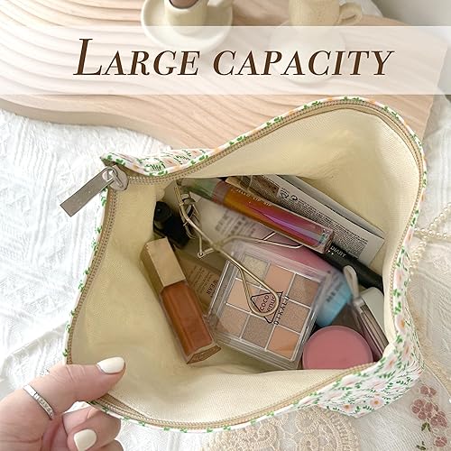 Miniatura 4 de Sminra Bolsa de maquillaje, bolsa de cosméticos, bolsa de aseo de lona para mujer, bolsa con cremallera, organizador de accesorios de viaje, Verde