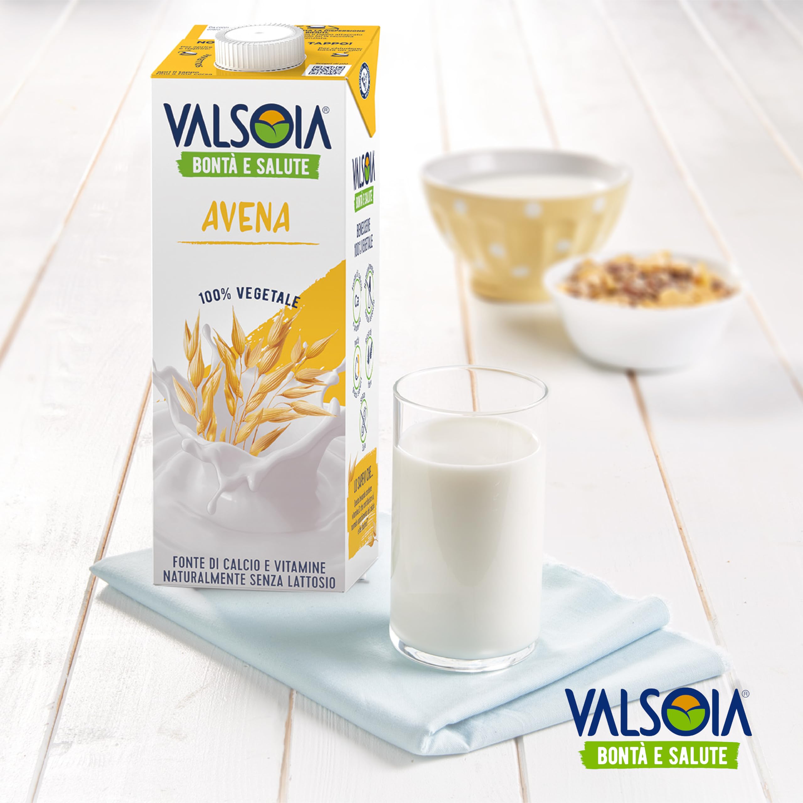 Valsoia - Bevanda Avena Drink, Box da 10 Tetra Brik da 1000 ml, 100% Vegetale, Senza Lattosio, con Calcio e Vitamine, Ideale anche per Vegani e Vegetariani, può Contenere Tracce di Glutine