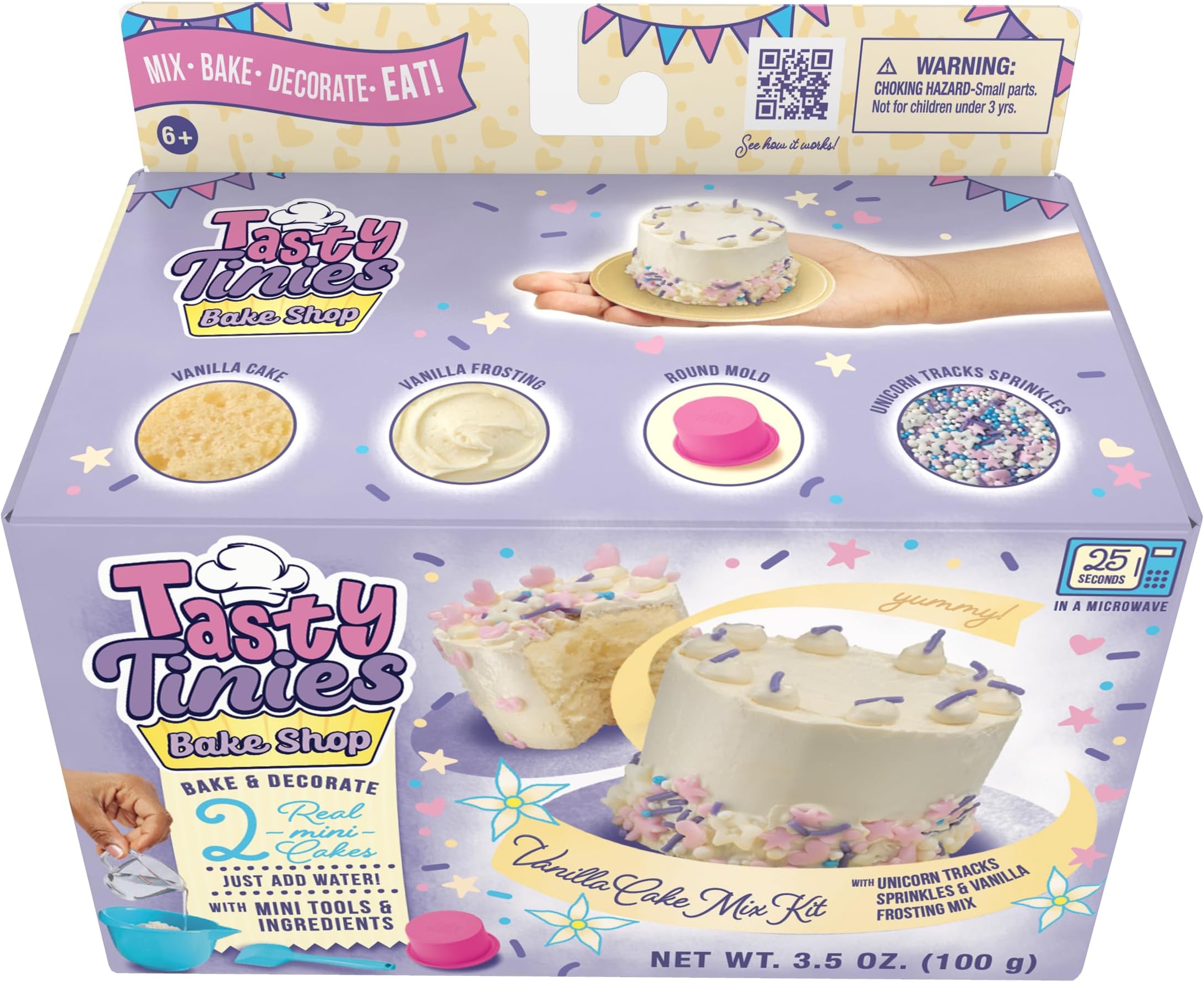 Goliath Tasty Tinies Vanilla Cake, White Vanilla Frosting, Unicorn Sprinkles