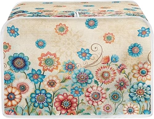 Miniatura 41 de Talayituse Cubierta para tostadora con estampado de flores de gato, ranura ancha de 2 rebanadas, ligera, protección contra el polvo, lavable, Flor
