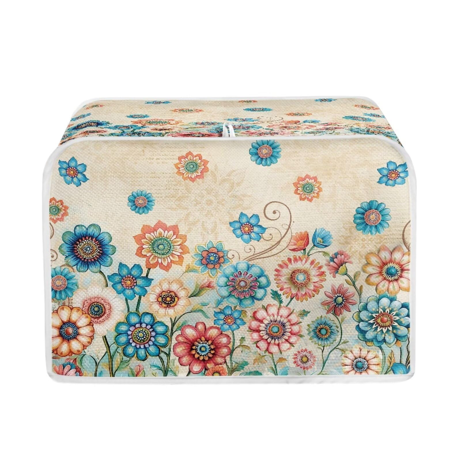 Talayituse Boho Mandala Flower Letter Print Toaster Cover 2 Slice Wide Slot, Lightweight Bread Maker Cover Dust Protection Washable Appliance Bag, S
