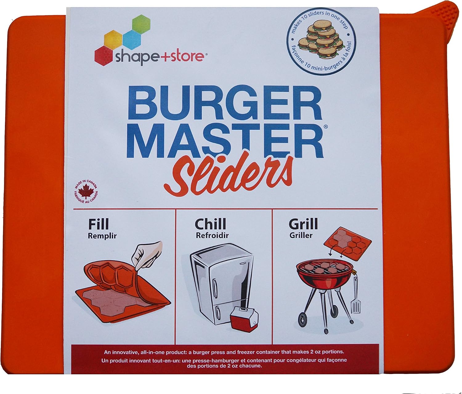 Shape+Store Burger Master Sliders 10 in 1 Innovative Burger Press and Freezer Container