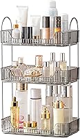 AKINBAS 3-Tier Grey Bathroom Organizer: Large Countertop Makeup Perfume Skincare Tray for Vanity Dresser