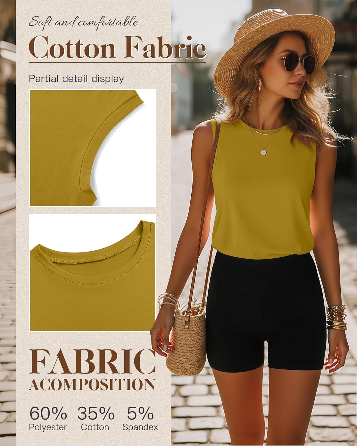 Ficerd 4 Pack Women's Sleeveless Tops, Casual Summer Loose Fit T Shirts Solid Color Tunic Tank Tops Ladies' Crew Neck - Image 4