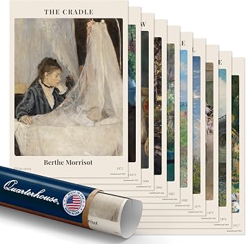 Quarterhouse 10 Poster Impressionist Paintings Classroom Set | Made in USA 12 x 18 Inch Art Classroom Learning Materials Wall Decor for K-12 Students and Teachers
