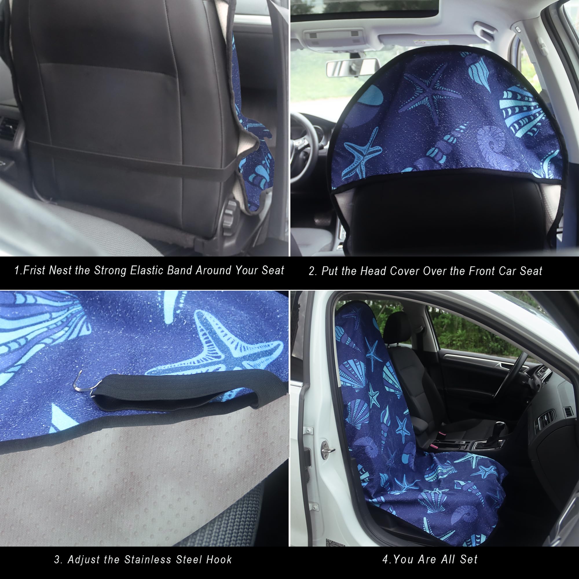 TIROL Pack De 2 Fundas Impermeables Para Asientos Delanteros Funda Para Asiento Delantero Alto Protectores Universales De Asiento Negros Con Organizador De Múltiples Bolsillos - TIROL