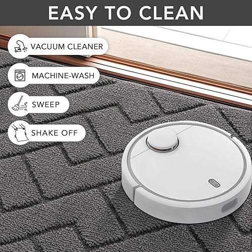 Miniatura 114 de hicorfe - Tapete para interiores, para puerta delantera o trasera, parte trasera de goma, antideslizante, absorbente, resistente a la suciedad, Café