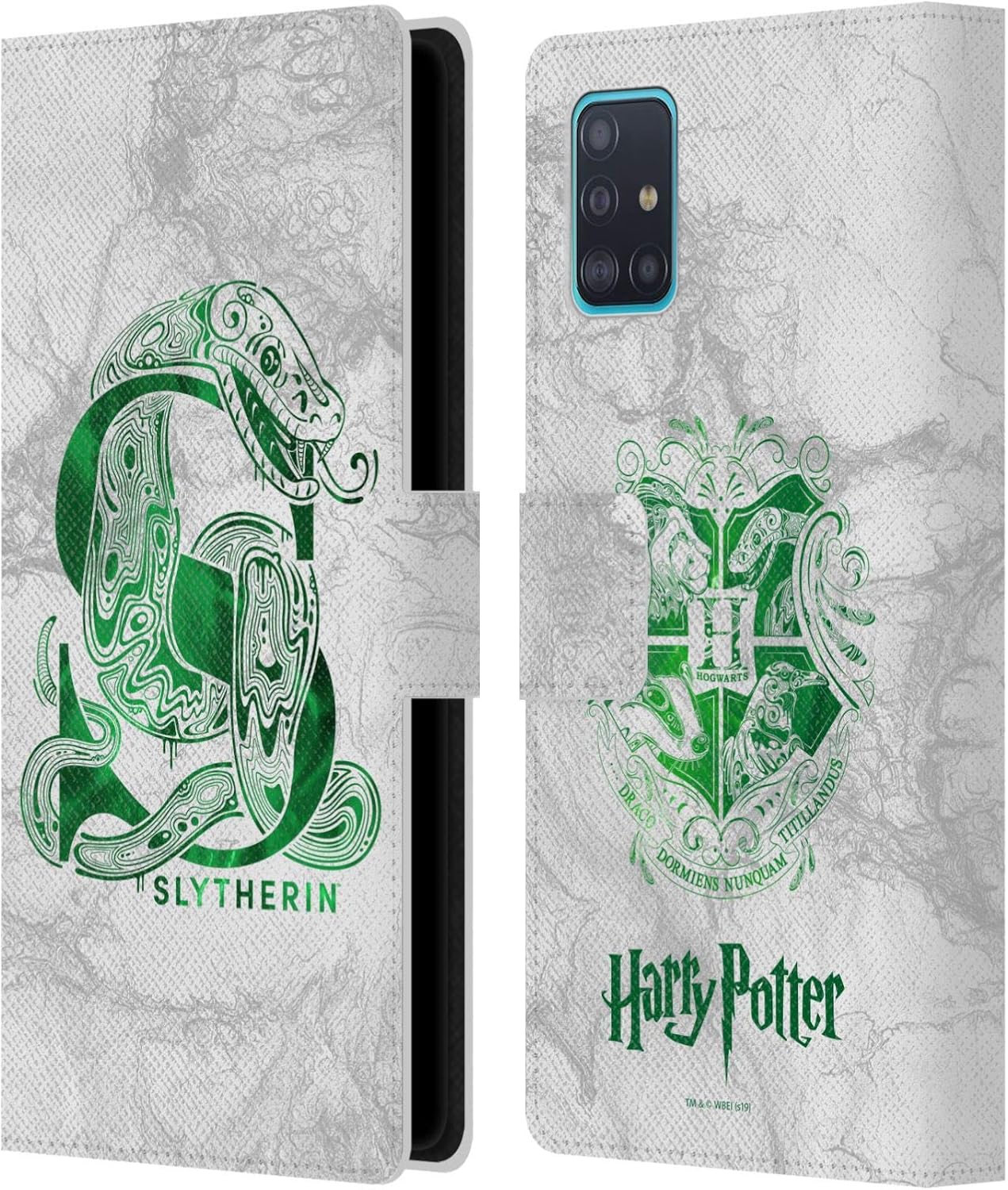 Head Case Designs Officially Licensed Harry Potter Slytherin Aguamenti Deathly Hallows IX Leather Wallet Case Compatible with Samsung Galaxy A51 (2019)