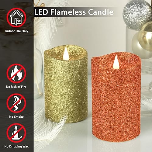 Miniatura 9 de Velas LED sin llama de cera real con control remoto, 3 x 5 pulgadas, llama móvil parpadeante 3D, velas que funcionan con pilas para uso en