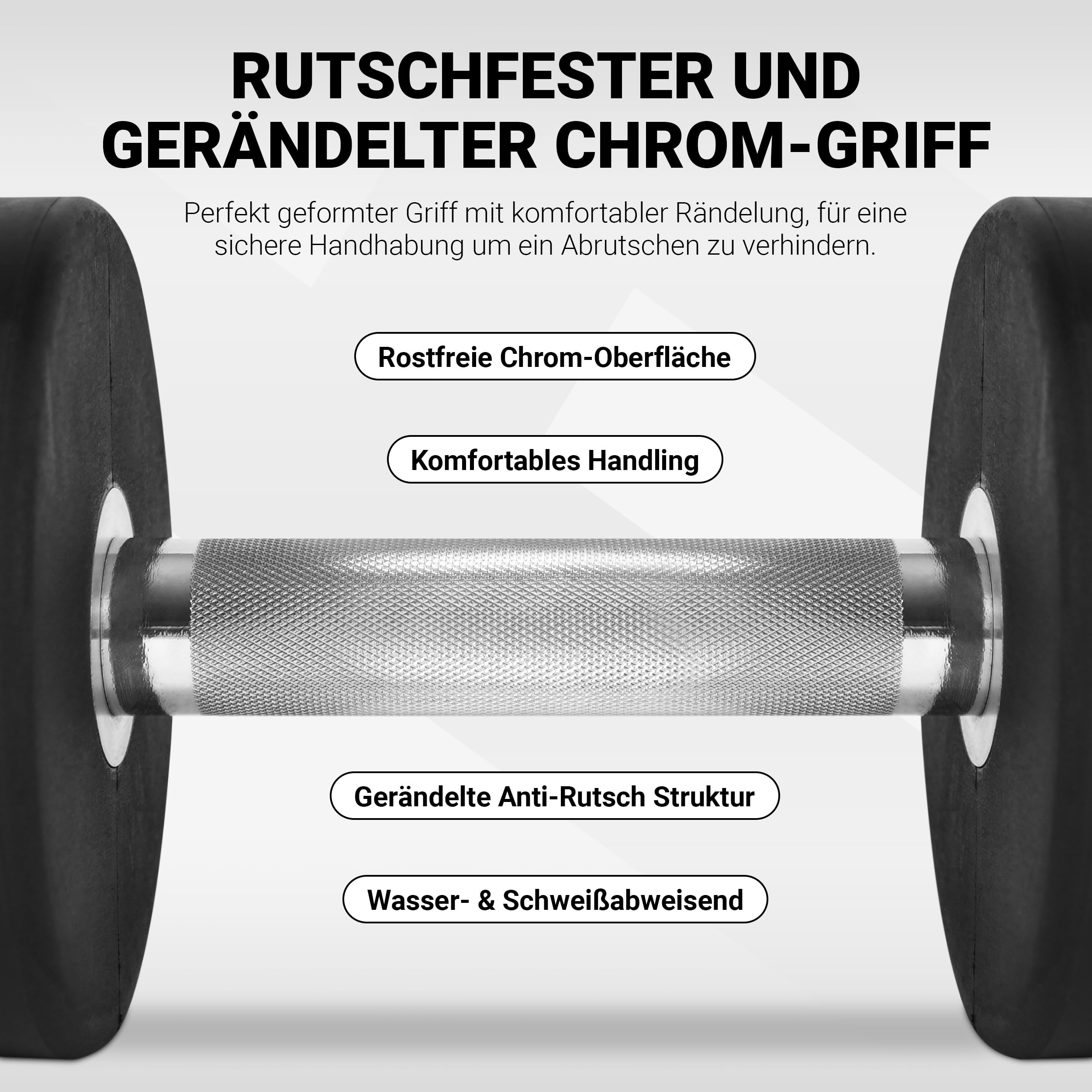MSPORTS Rundhantel Premium 2er Set | Gummi Kurzhantel Beschichtung 2,5-50 kg | Griff verchromt und gerändelt | Verschiedene Gewichtsvarianten Hantel