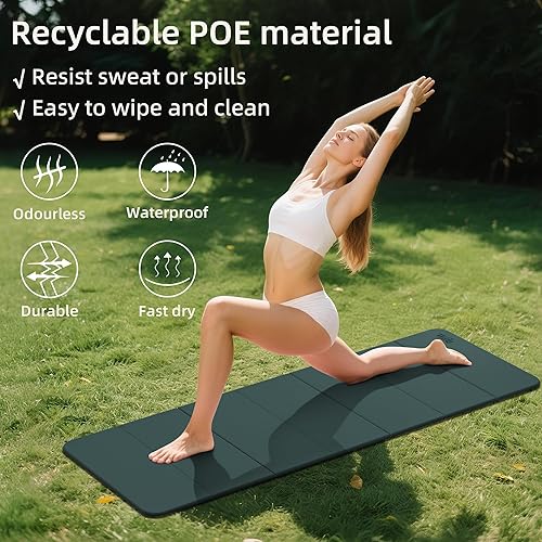 Miniatura 5 de Tapete de yoga extra grueso de 12 pulgada, equipo de pilates, 69 x 24 pulgadas, tapetes de entrenamiento sin olor para gimnasio en casa, tapetes de