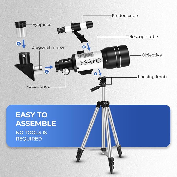 Telescopio ESAKO 70mm para Niños, 3 Oculares miniatura 6