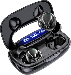 Emuael Wireless Earbuds Bluetooth,IPX8 Waterproof Earbuds with Wireless Charging Case & Power Digital Display Bluetooth Earbuds 180Hours Playtime with HiFi-5.2 Bluetooth Earbud with Microphone