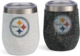 The Memory Company Officially Licensed 2-Pack Bling SS Stemless Wine Tumblers, Pittsburgh Steelers