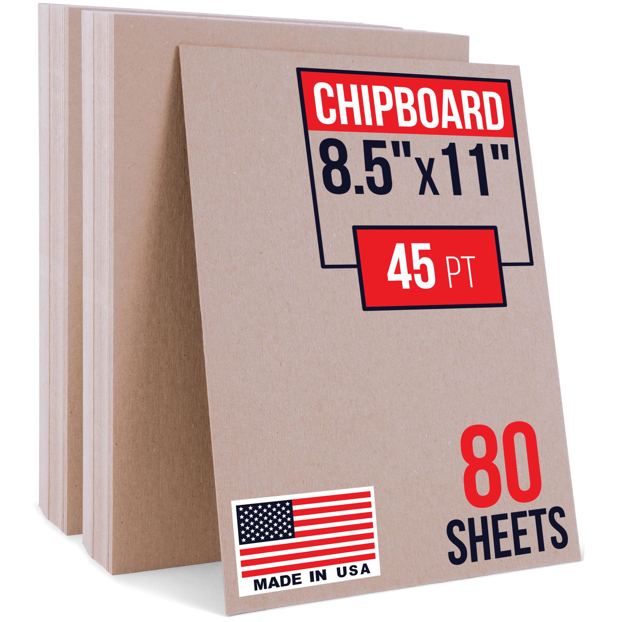 21,6 x 27,9 cm, braune Kraftpapier-Spanplatten, 45 Stück, hergestellt in den USA, robuste, extra dicke Spanplatte (Packung mit 80 Stück), langlebige Spanplatte für Bilderrahmen, Buchumschläge