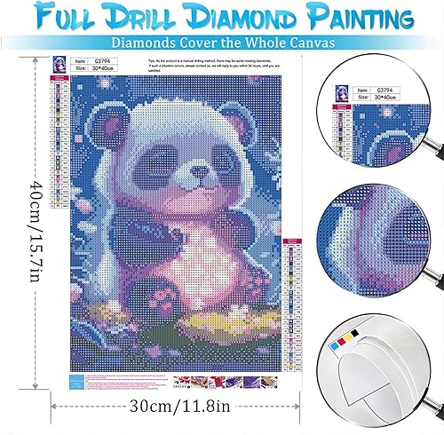 Miniatura 2 de bleihum Kits de pintura de diamantes de panda para adultos, arte de diamantes de panda para adultos, manualidades de pintura de gemas de panda para