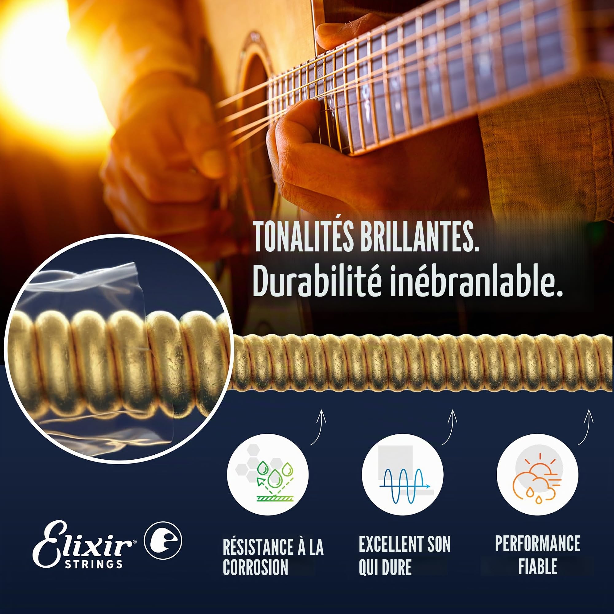 Elixir 11052 Jeux de 3 Cordes pour Guitare acoustique