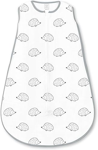 SwaddleDesigns SDM-419Y-S - Saco de dormir de muselina de algodón con zíper de 2 vías, diseño de jirafa mamá y bebé, color amarillo, pequeño 0-6