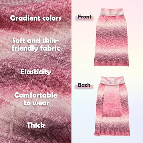 Miniatura 9 de YUDODO Suéter de Navidad para perros pequeños, con cuernos de dibujos animados, suéter de punto para cachorros, ropa de invierno a rayas, suéter