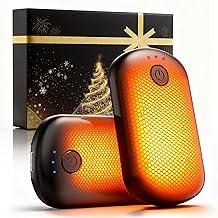 Pocket Size Hand Warmers Rechargeable 2 Pack, 6000mAh Electric Hand Warmers for 24H Safe Heat, 3 Settings Fast Heating Handwarmers Up to 131℉ for Christmas, Outdoor, Golf, Hunting, Camping Accessories