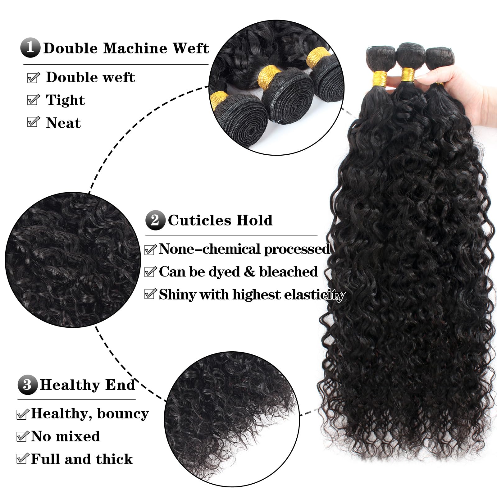 Water Wave Human Hair Bundles with 5x5 HD Lace Closure 12A Brazilian Amazon.com : 16A Body Wave 3 Bundles with 5×5 HD Lace  main image 2