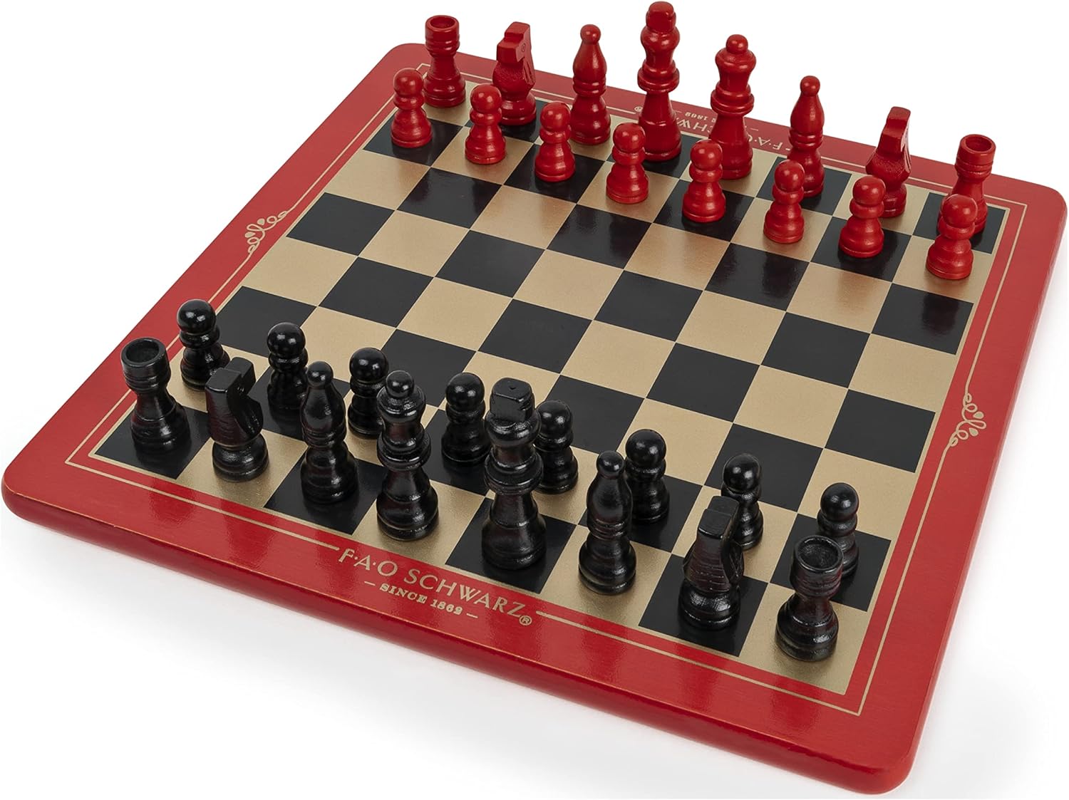 FAO Schwarz Wood Chess Checkers and Tic-Tac-Toe Set, Classic Strategy Games, Ages 6 and up