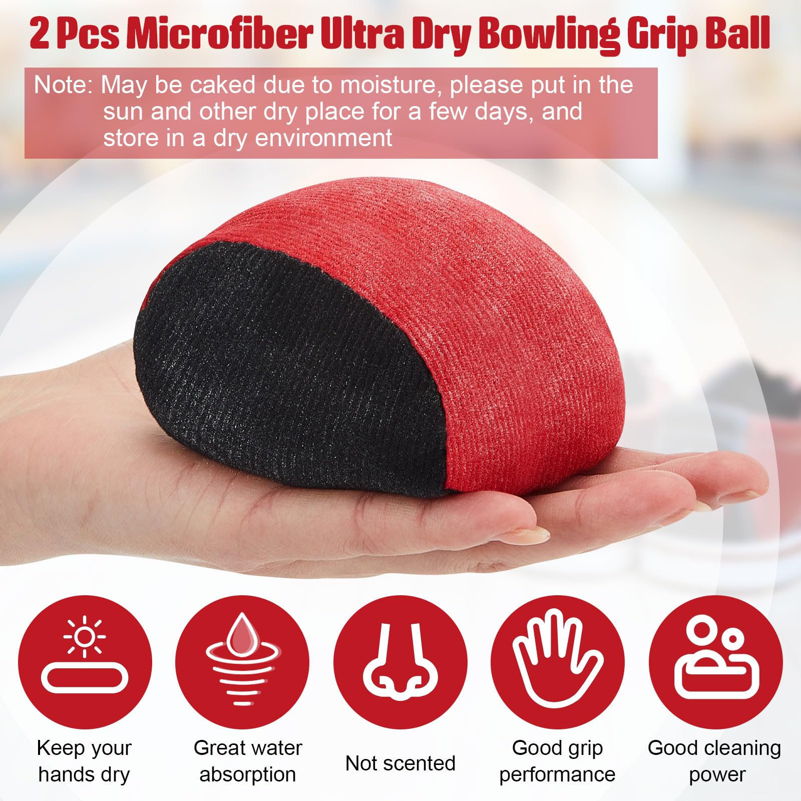 Lewtemi Mikrofaser-Bowling-Griffball ultra-trocken 2 Stück Puderbeutel für Hände